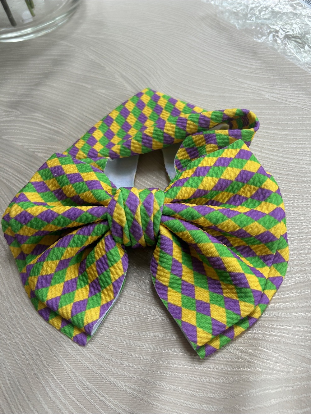 Kids Bow Headband in Purple, Green & Yellow